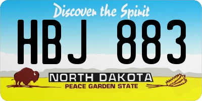 ND license plate HBJ883