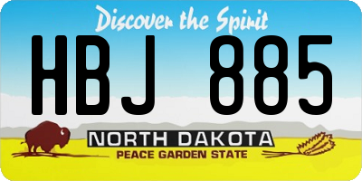 ND license plate HBJ885