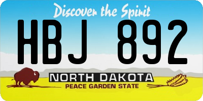 ND license plate HBJ892