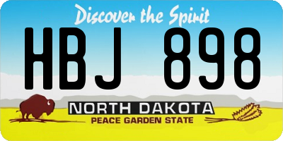 ND license plate HBJ898