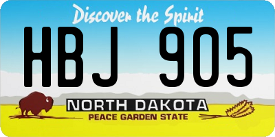 ND license plate HBJ905