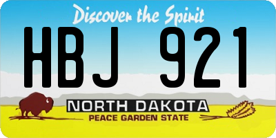 ND license plate HBJ921