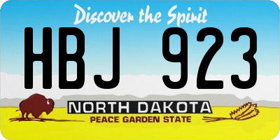 ND license plate HBJ923