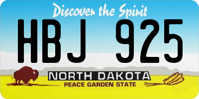 ND license plate HBJ925