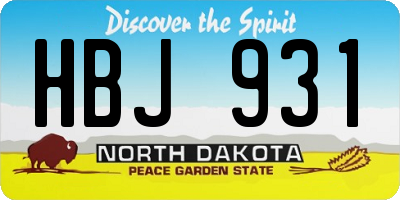ND license plate HBJ931