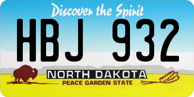 ND license plate HBJ932