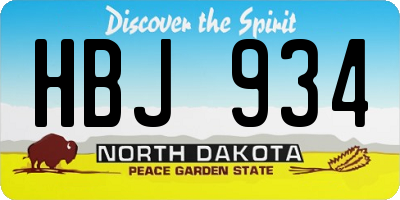 ND license plate HBJ934