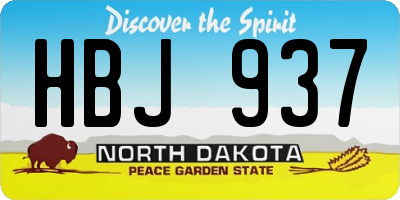 ND license plate HBJ937