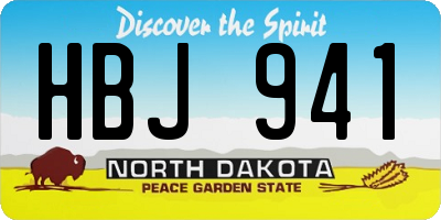 ND license plate HBJ941