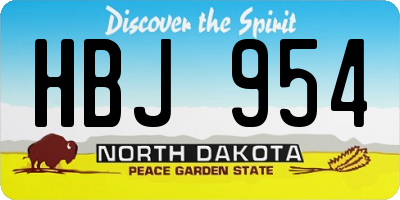 ND license plate HBJ954