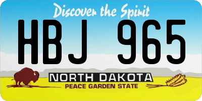 ND license plate HBJ965