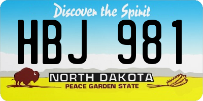 ND license plate HBJ981