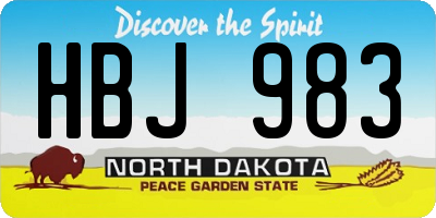 ND license plate HBJ983