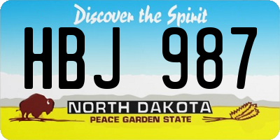 ND license plate HBJ987