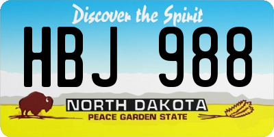 ND license plate HBJ988
