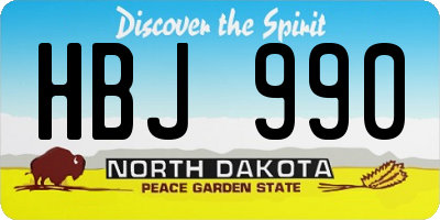 ND license plate HBJ990