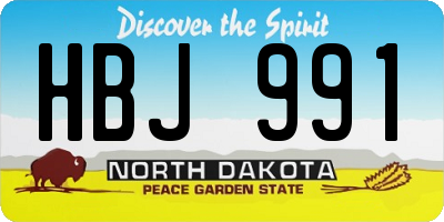 ND license plate HBJ991
