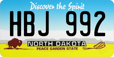 ND license plate HBJ992