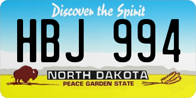 ND license plate HBJ994