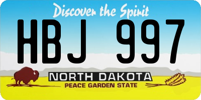 ND license plate HBJ997