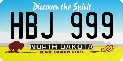 ND license plate HBJ999