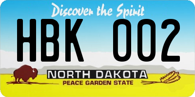 ND license plate HBK002