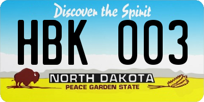 ND license plate HBK003