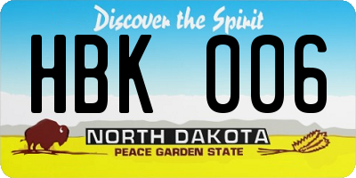 ND license plate HBK006