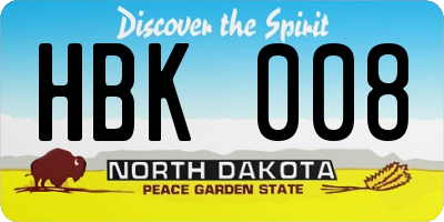 ND license plate HBK008