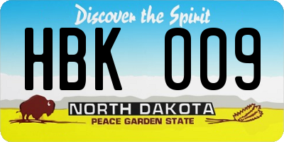 ND license plate HBK009