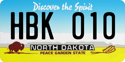 ND license plate HBK010