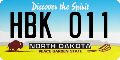 ND license plate HBK011