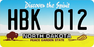 ND license plate HBK012