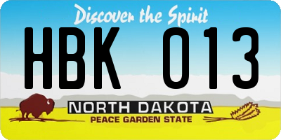 ND license plate HBK013