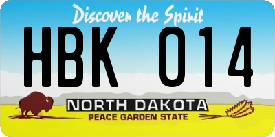 ND license plate HBK014