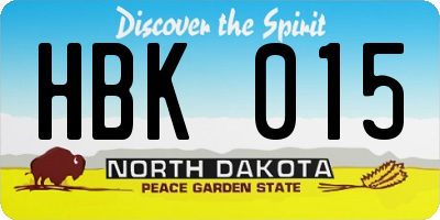 ND license plate HBK015