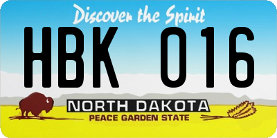 ND license plate HBK016