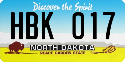 ND license plate HBK017