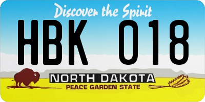 ND license plate HBK018