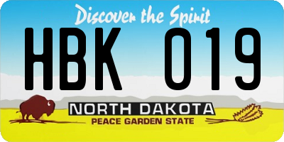 ND license plate HBK019