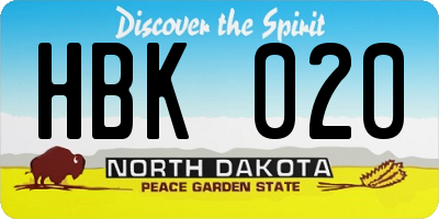 ND license plate HBK020