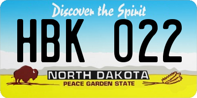 ND license plate HBK022