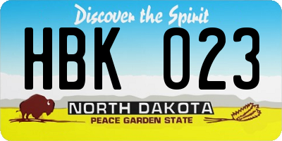 ND license plate HBK023