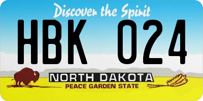 ND license plate HBK024