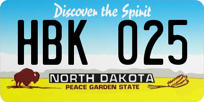 ND license plate HBK025