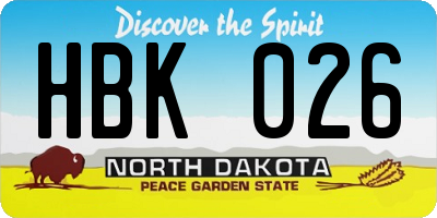 ND license plate HBK026