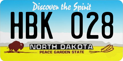 ND license plate HBK028