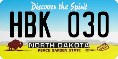 ND license plate HBK030