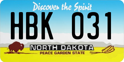 ND license plate HBK031