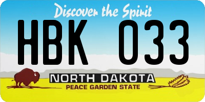 ND license plate HBK033